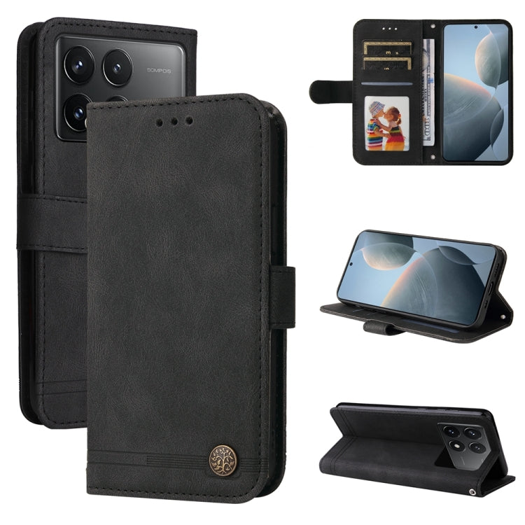 Black leather wallet phone case with card holder and front cover