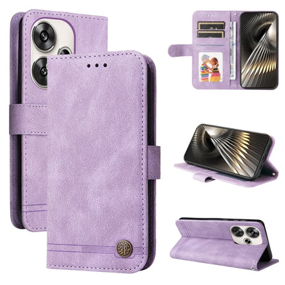Purple leather folio phone case with metal button and flip stand cover