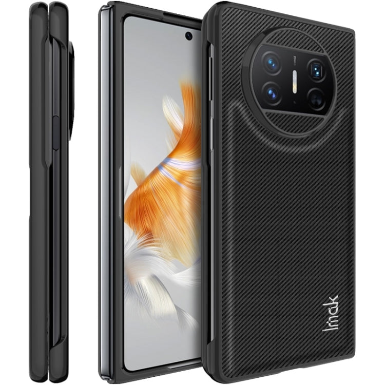 Carbon fiber pattern phone case with camera cutout, dark gray with side buttons.