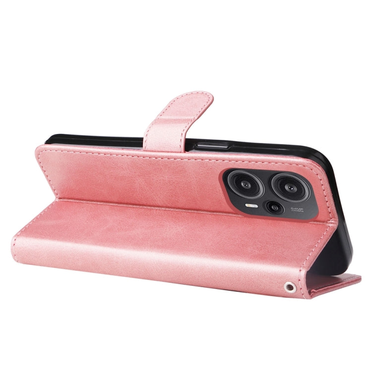 Rose gold leather folio phone case with flip cover and side zipper pouch