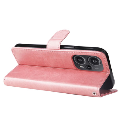 Rose gold leather folio phone case with flip cover and side zipper pouch