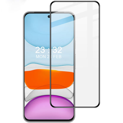 Full-screen tempered glass screen protector film on phone display, clear and rounded