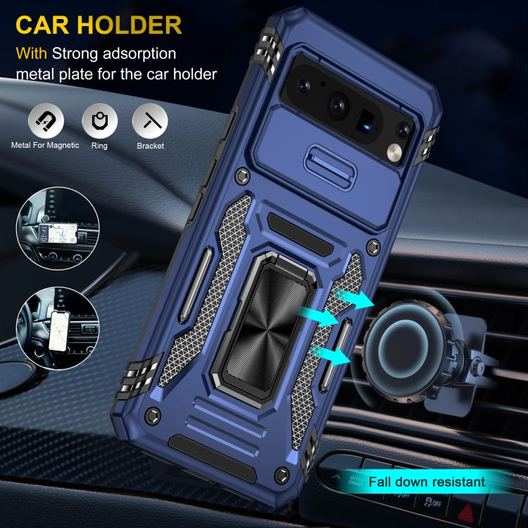 Blue rugged phone case with car mount bracket and metal plate support