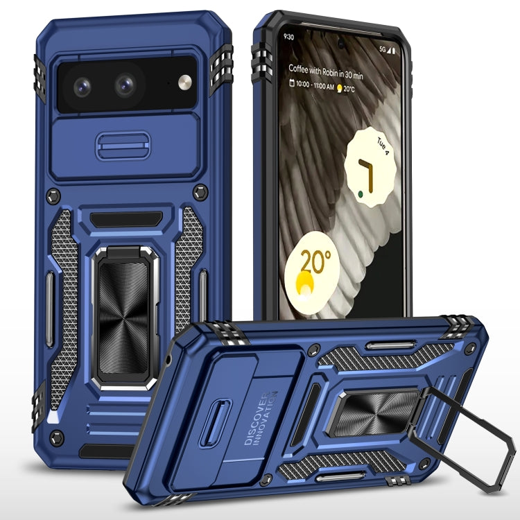 Blue rugged phone case with camera shield and built-in screen protection