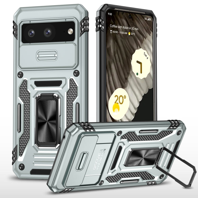 Light blue rugged phone case with camera shield and built-in screen protection