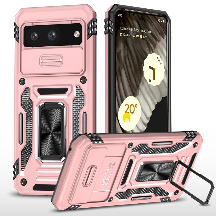 Blush pink rugged phone case with camera shield and built-in screen protection