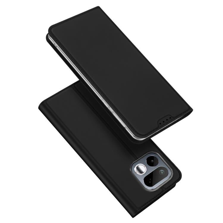 Black flip leather phone case with back camera cutout and side buttons