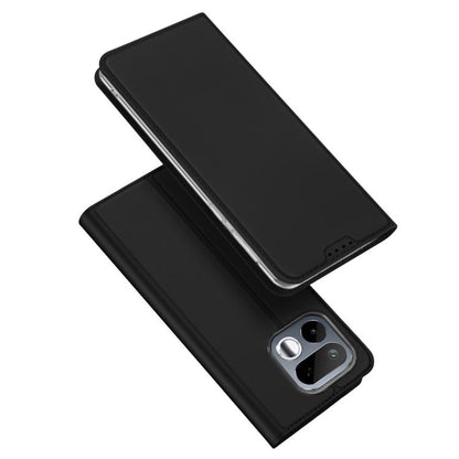 Black flip leather phone case with back camera cutout and side buttons