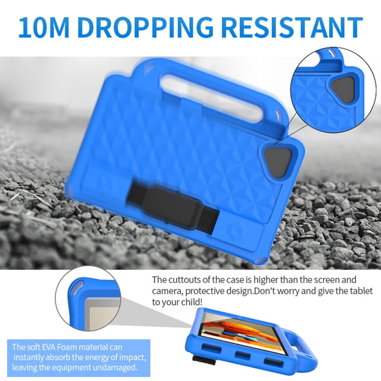 Blue EVA shockproof tablet case with raised cutouts for screen and camera protection
