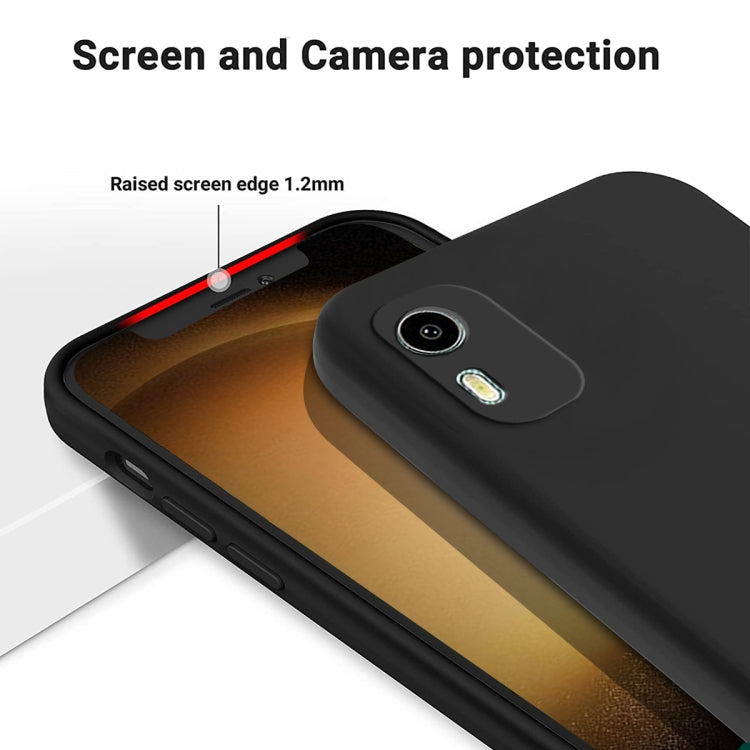Black liquid silicone phone case with raised screen and camera edge protection