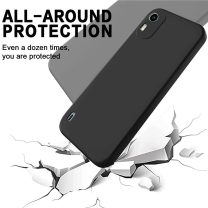 Black liquid silicone phone case for all-around protection with shock-resistant corners