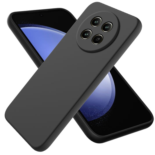 Dark gray liquid silicone phone case with raised camera cutout and full-coverage sides