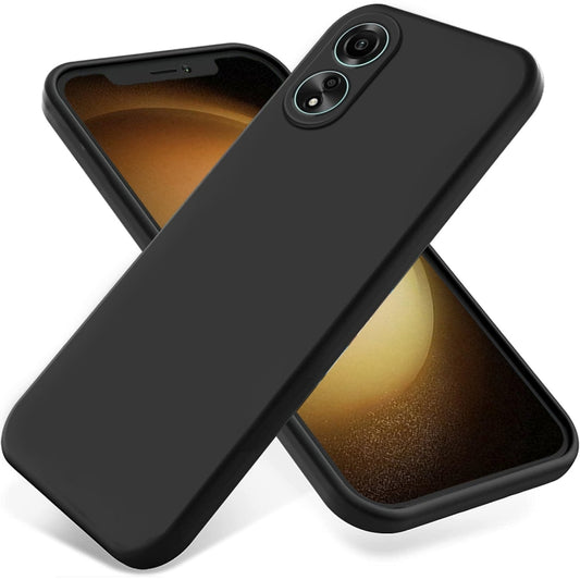 Black full-coverage silicone phone case with dual camera cutout and raised edges