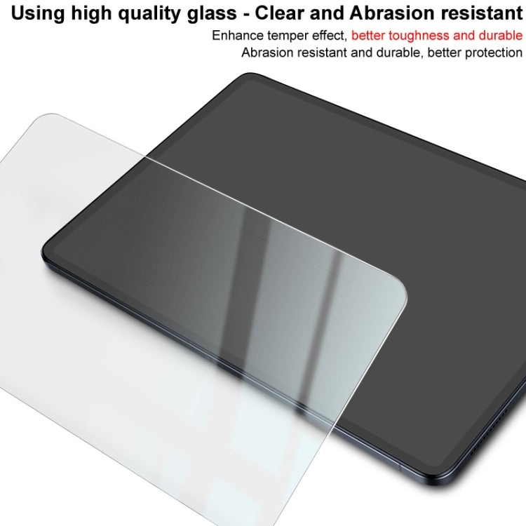 Clear tempered glass screen protector film, angled view over tablet screen