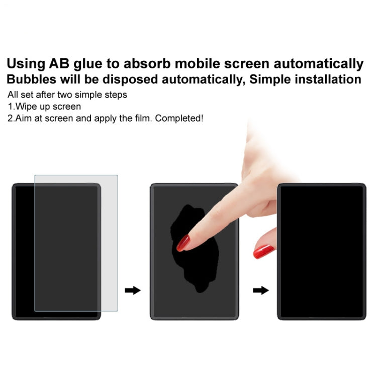 Tempered glass film installation diagram showing align and apply steps