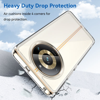Beige transparent hybrid TPU phone case with raised corners and camera cutout for Realme 11 Pro+