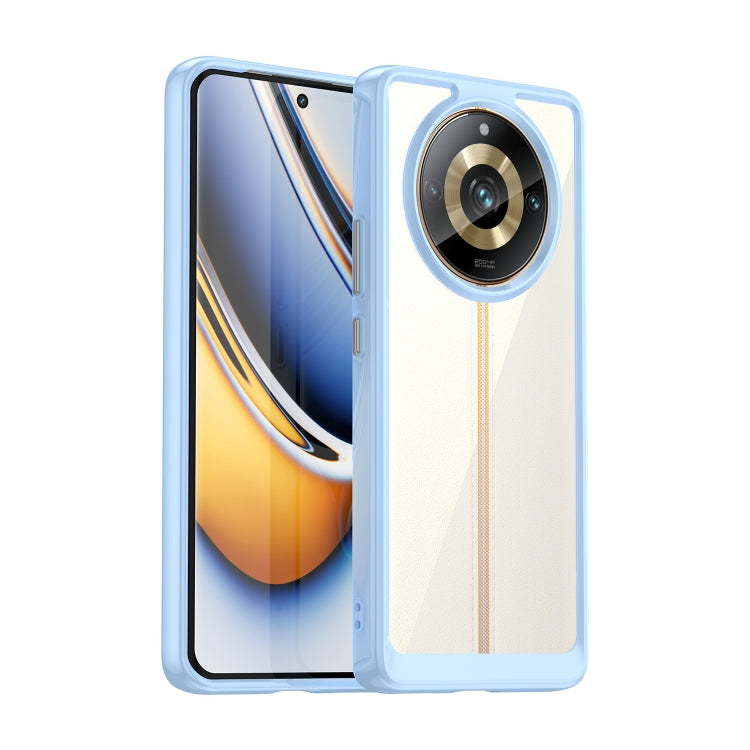 Light blue hybrid TPU phone case with clear front and raised camera cover for Realme 11 Pro+