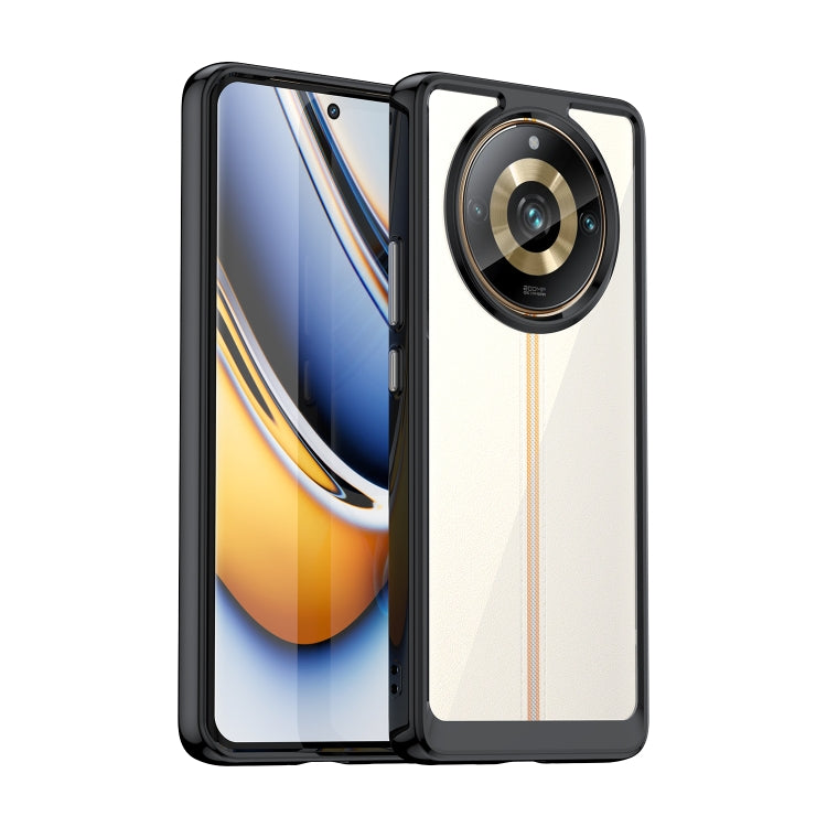 Clear phone case with black bumper and camera cutout for Realme 11 Pro+