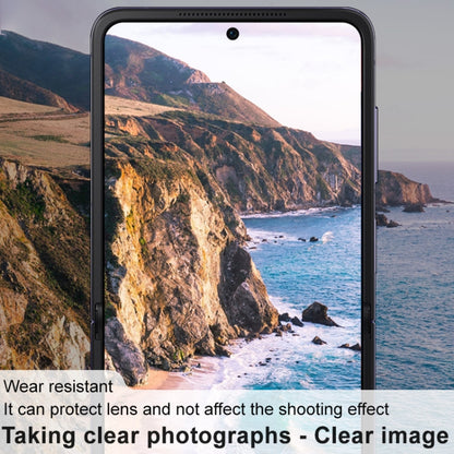 Smartphone front view with protective tempered glass for dual rear camera lenses