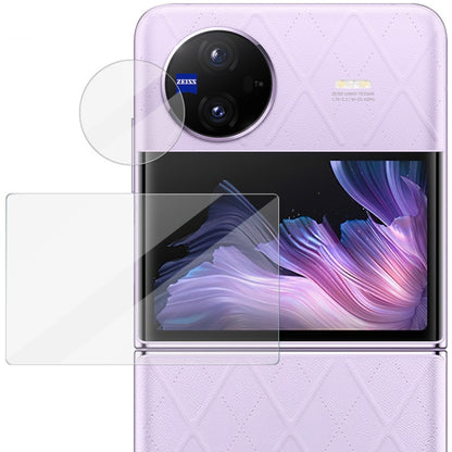 Tempered glass camera lens ring and rear screen protector for vivo X Flip