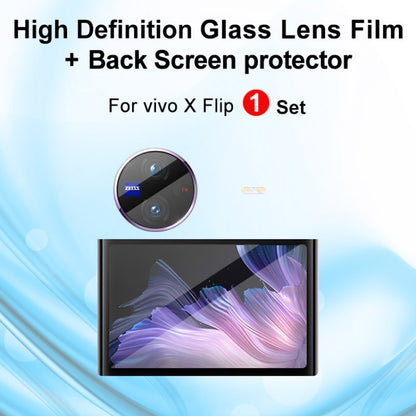 Camera lens glass film and back screen protector set for vivo X Flip, 1 set