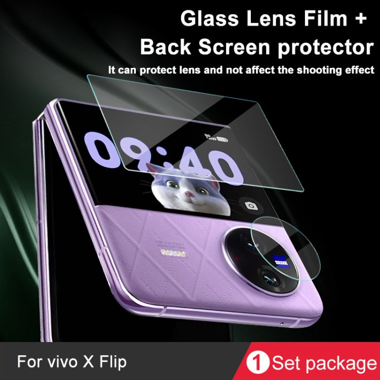 Tempered glass lens film and back screen protector for vivo X Flip, clear coverage
