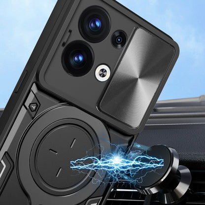 Black sliding camshield magnetic phone case with textured grip panel and metal camera cover