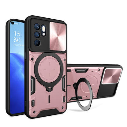 Pink sliding phone case with magnetic ring holder and camera shield cover