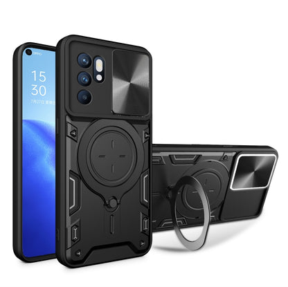 Black sliding phone case with magnetic ring holder and camera shield cover