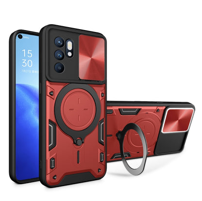Red sliding phone case with magnetic ring holder and camera shield cover