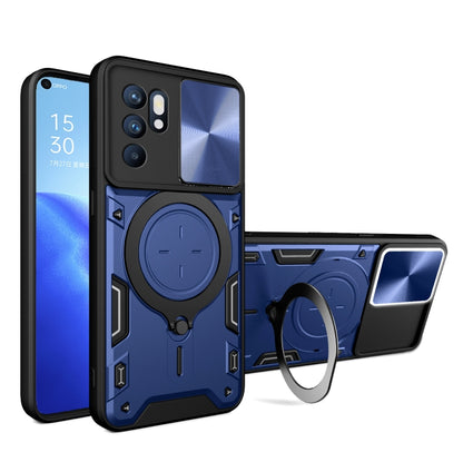 Blue sliding phone case with magnetic ring holder and camera shield cover