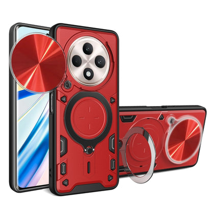 Red phone case with sliding magnetic cam shield and CD texture stand