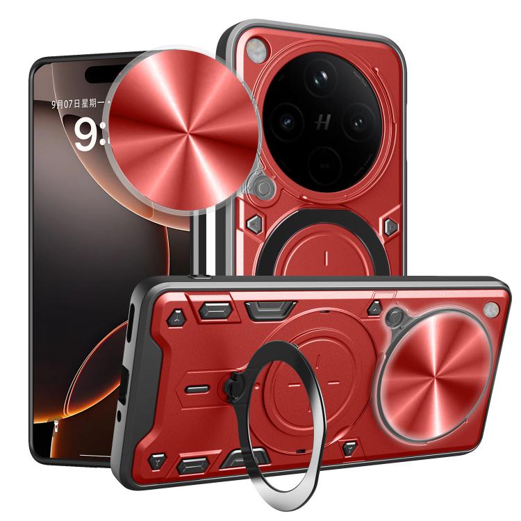 Red sliding camshield phone case with magnetic holder and CD texture back