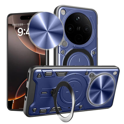 Blue sliding camshield phone case with magnetic holder and CD texture back