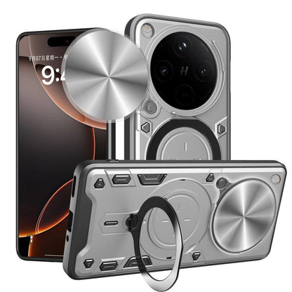 Silver sliding camshield phone case with magnetic holder and CD texture back