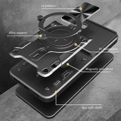 Black sliding camshield magnetic phone case with kickstand ring and TPU shell