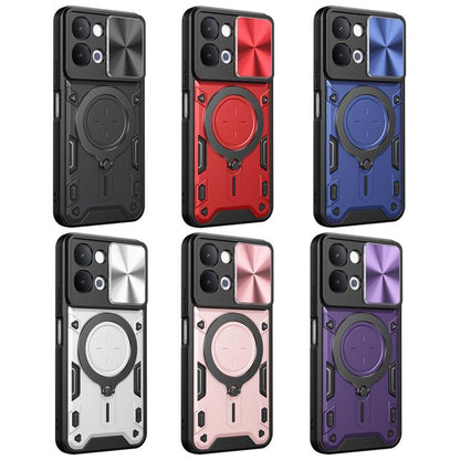 Phone case in black, red, blue, silver, pink, and purple with magnetic ring holder