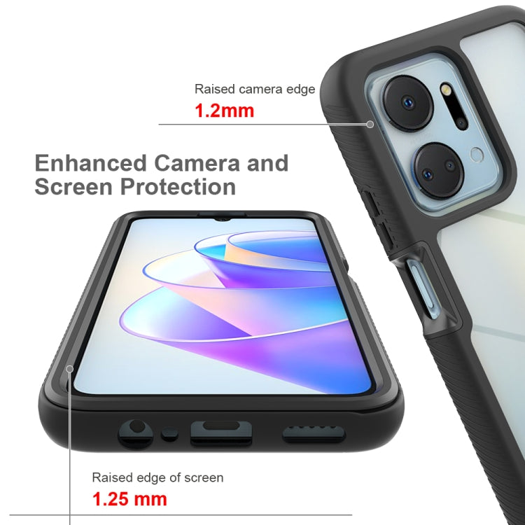 Black hybrid shockproof phone case with raised camera and screen edges, PET film