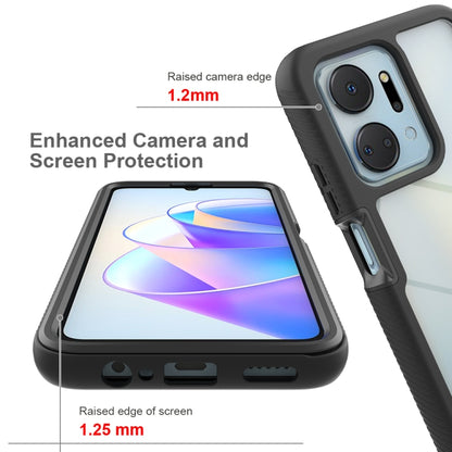 Black hybrid shockproof phone case with raised camera and screen edges, PET film