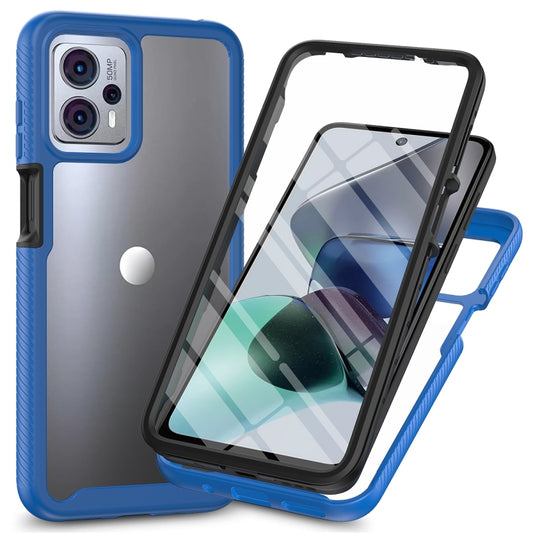 Royal blue hybrid shockproof phone case with PET film, full-body protection and screen cover