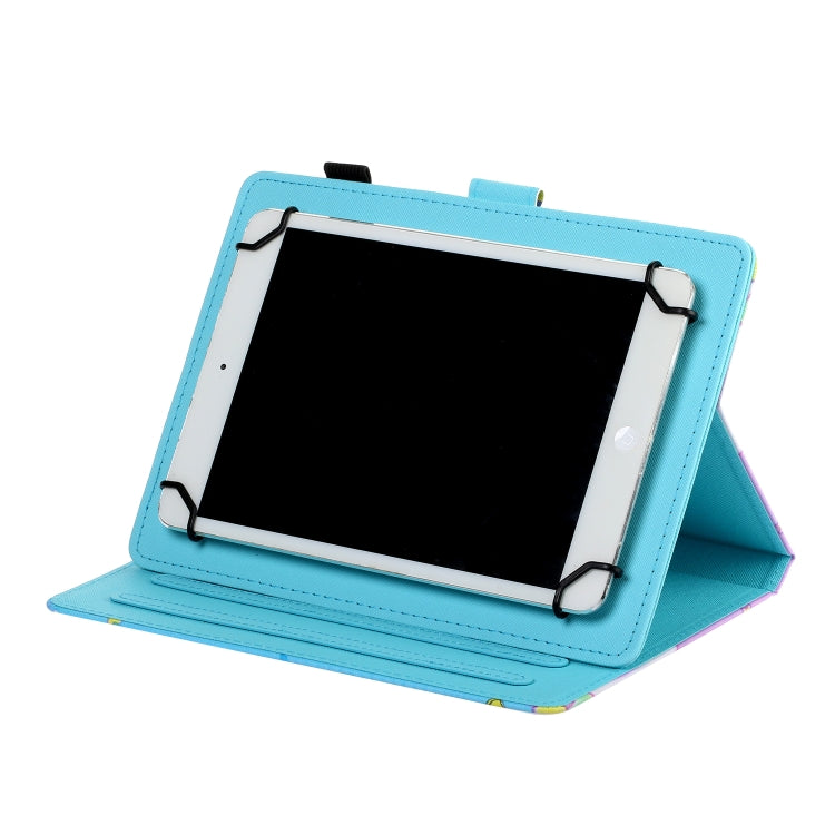 Flip tablet case open view stand with screen holder, light blue interior