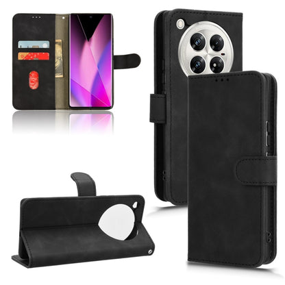 Black magnetic flip leather phone case with card slots and side stand.