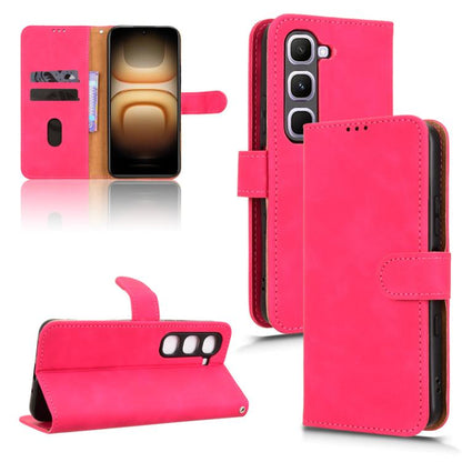 Rose red magnetic flip leather phone case with magnetic clasp and card slot.