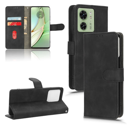 Magnetic flip leather phone case for Motorola Edge 40, black, with card slots