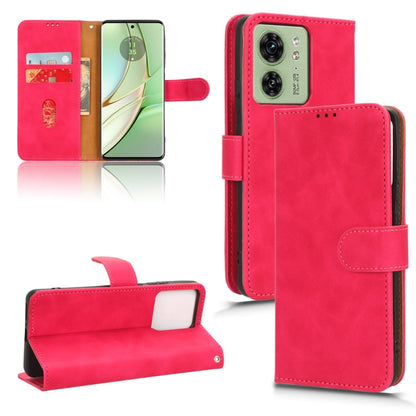 Magnetic flip leather phone case for Motorola Edge 40, rose red, wallet flip with strap