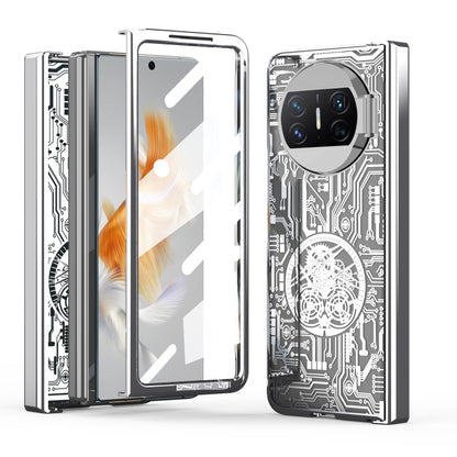 Silver circuit phone case with camera cutout and protective side edges for Huawei Mate X3