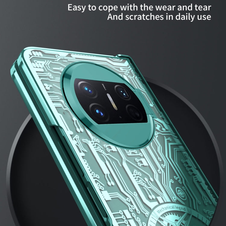 Teal circuit-pattern phone case with raised camera cutout for Huawei Mate X3