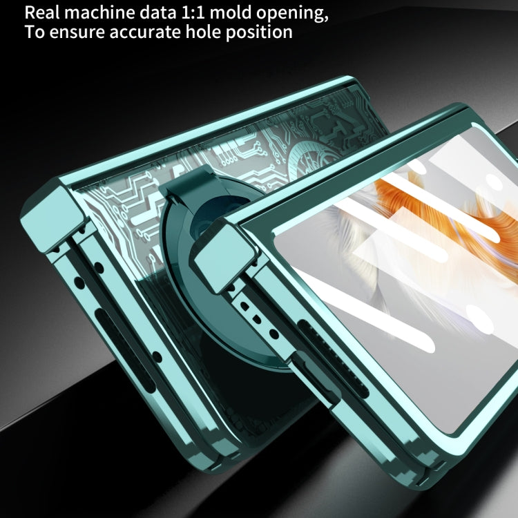 Teal circuit phone case with camera cutout and cutouts for Huawei Mate X3