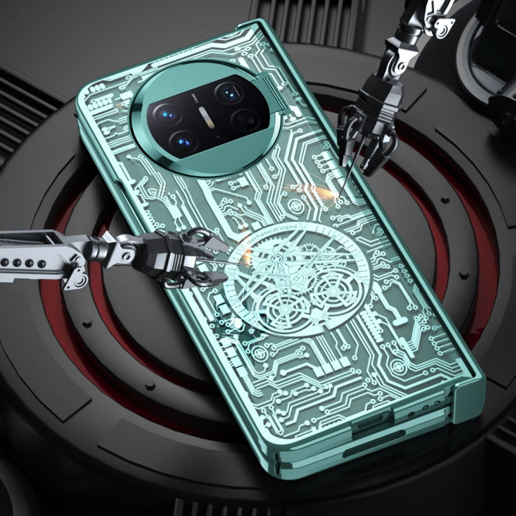 Teal circuit-pattern phone case with camera cutout for Huawei Mate X3
