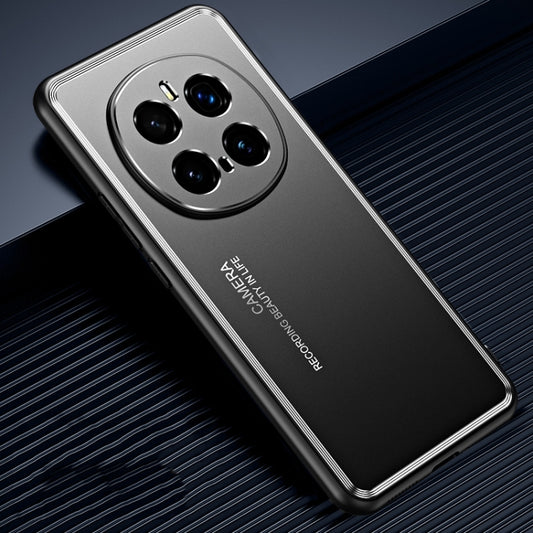 Frosted black metal phone case with camera cutouts and raised edge trim